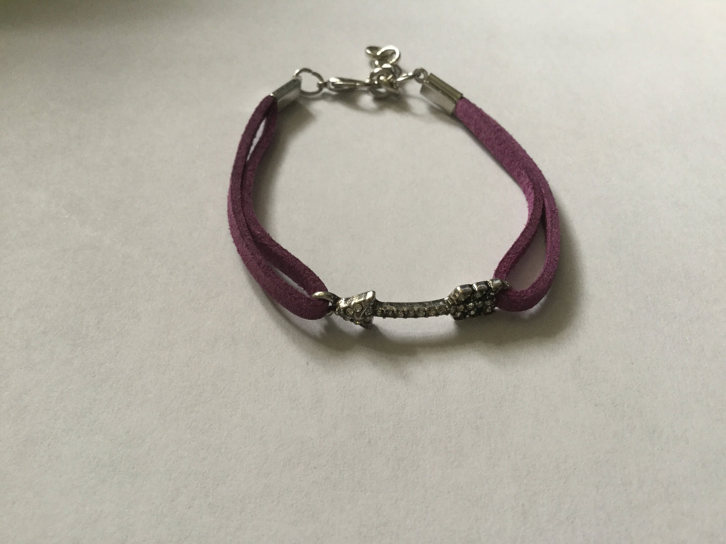 Arrow w/ Stones, Purple Suedes Inspirational Quoted Bracelet.