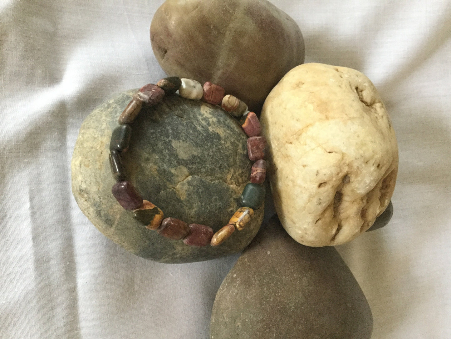 Jasper Red Line Stone, Healing Bracelet.