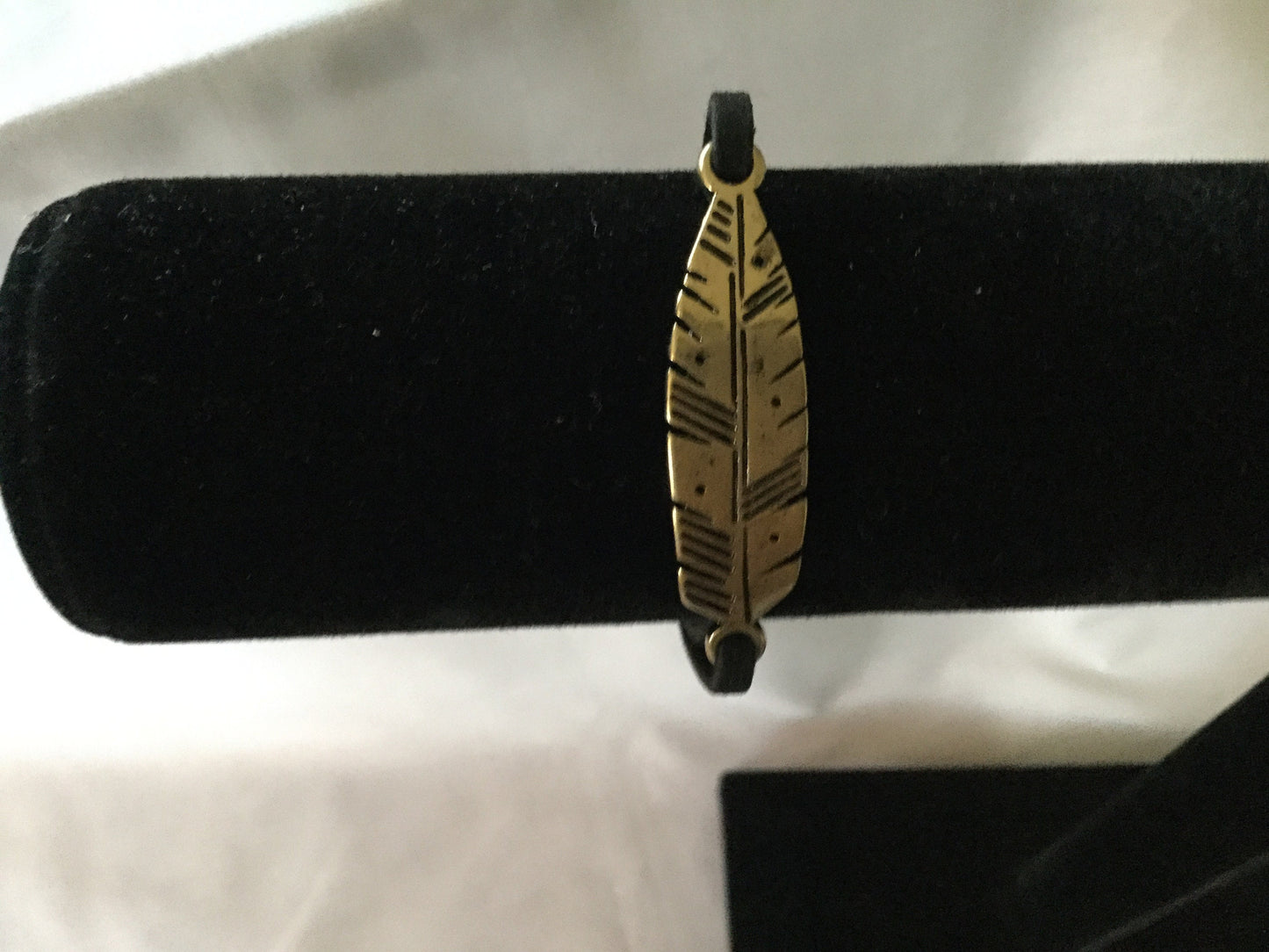 Leaf Gold, Black Suede, Inspirational Quoted Bracelet.