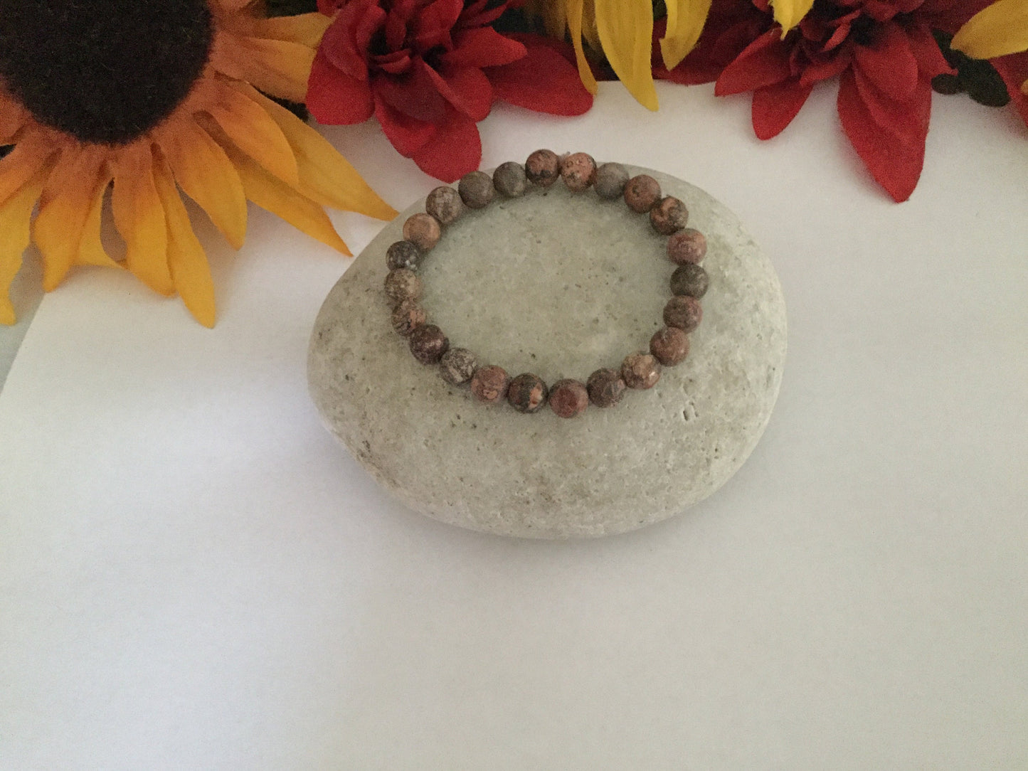 Jasper Leopard Dark Stone, Healing Bracelet.