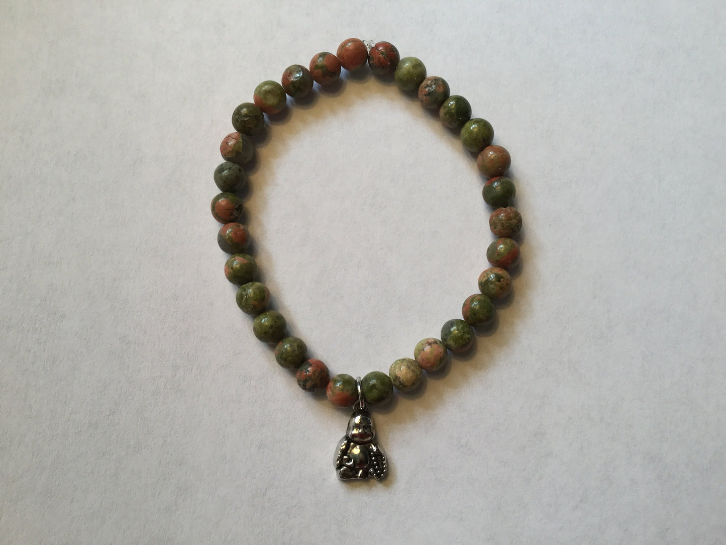 Green Unakite w/ Buddha, Healing Bracelet.