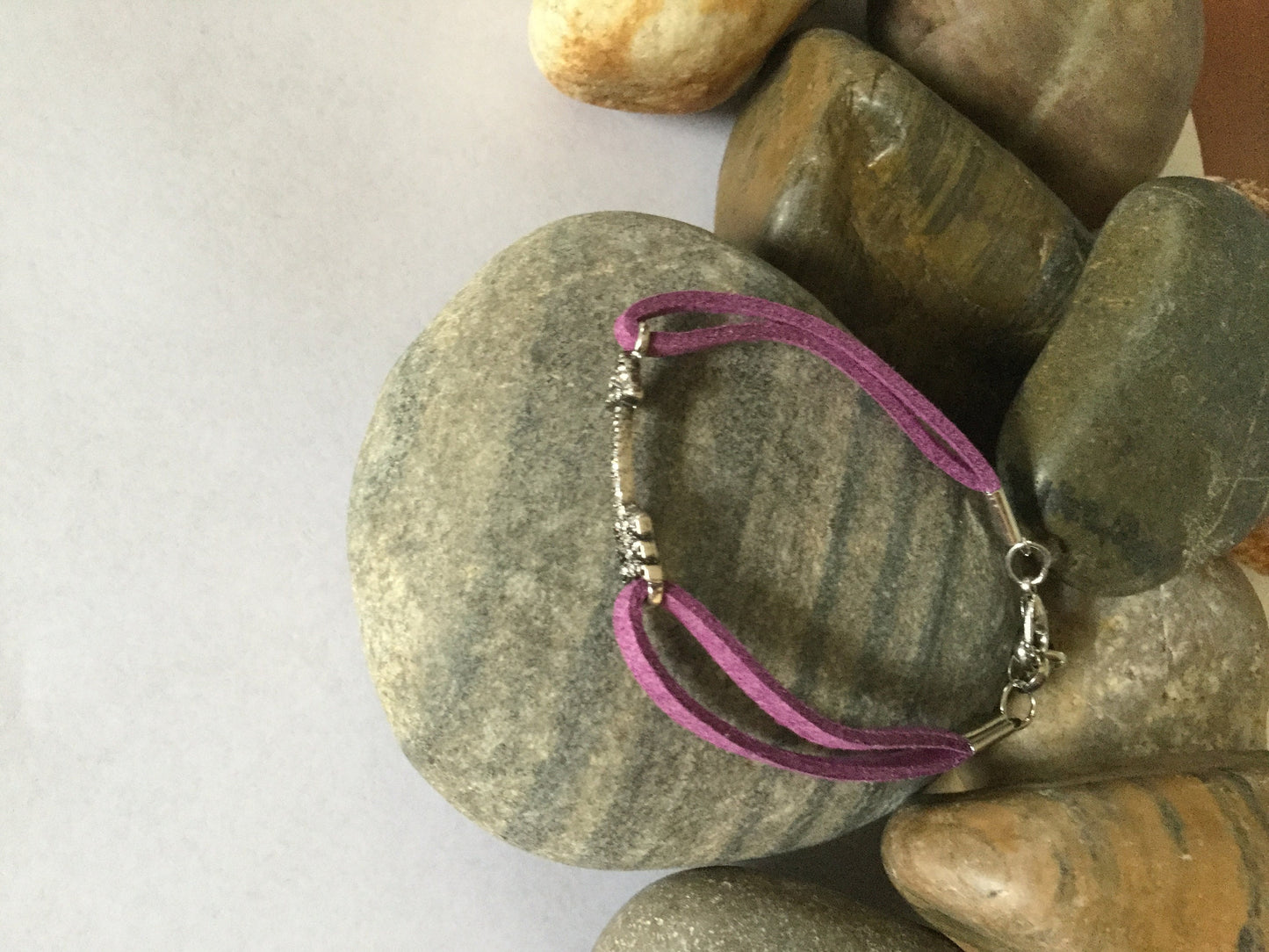 Arrow w/ Stones, Purple Suedes Inspirational Quoted Bracelet.