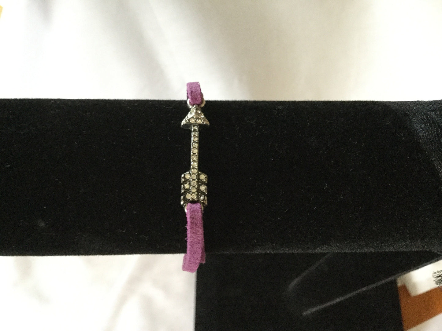 Arrow w/ Stones, Purple Suedes Inspirational Quoted Bracelet.