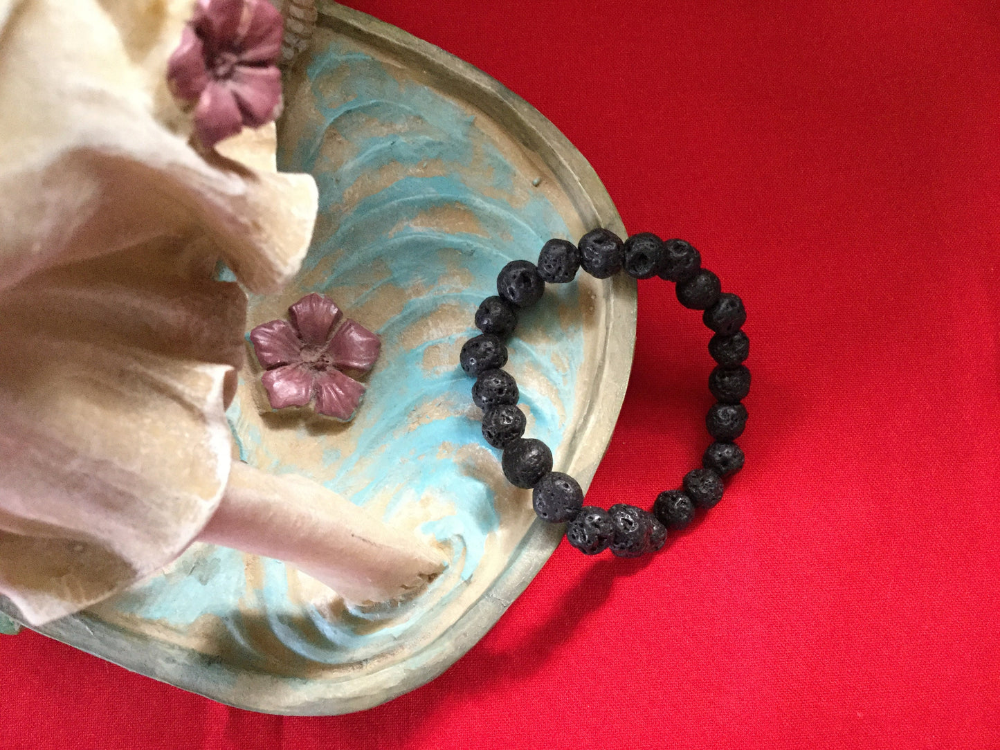 Lava, Black Stone,  7” Healing Bracelet.