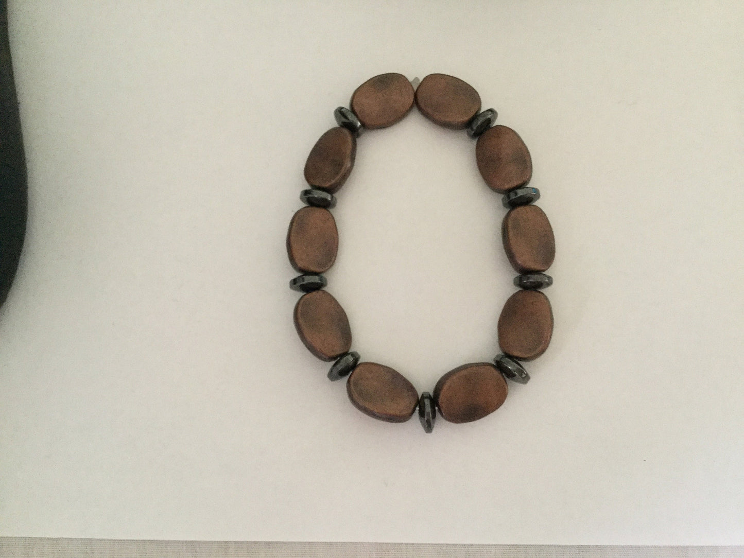 Copper Plated Oval Stones w/ Hematite, Healing Bracelet.