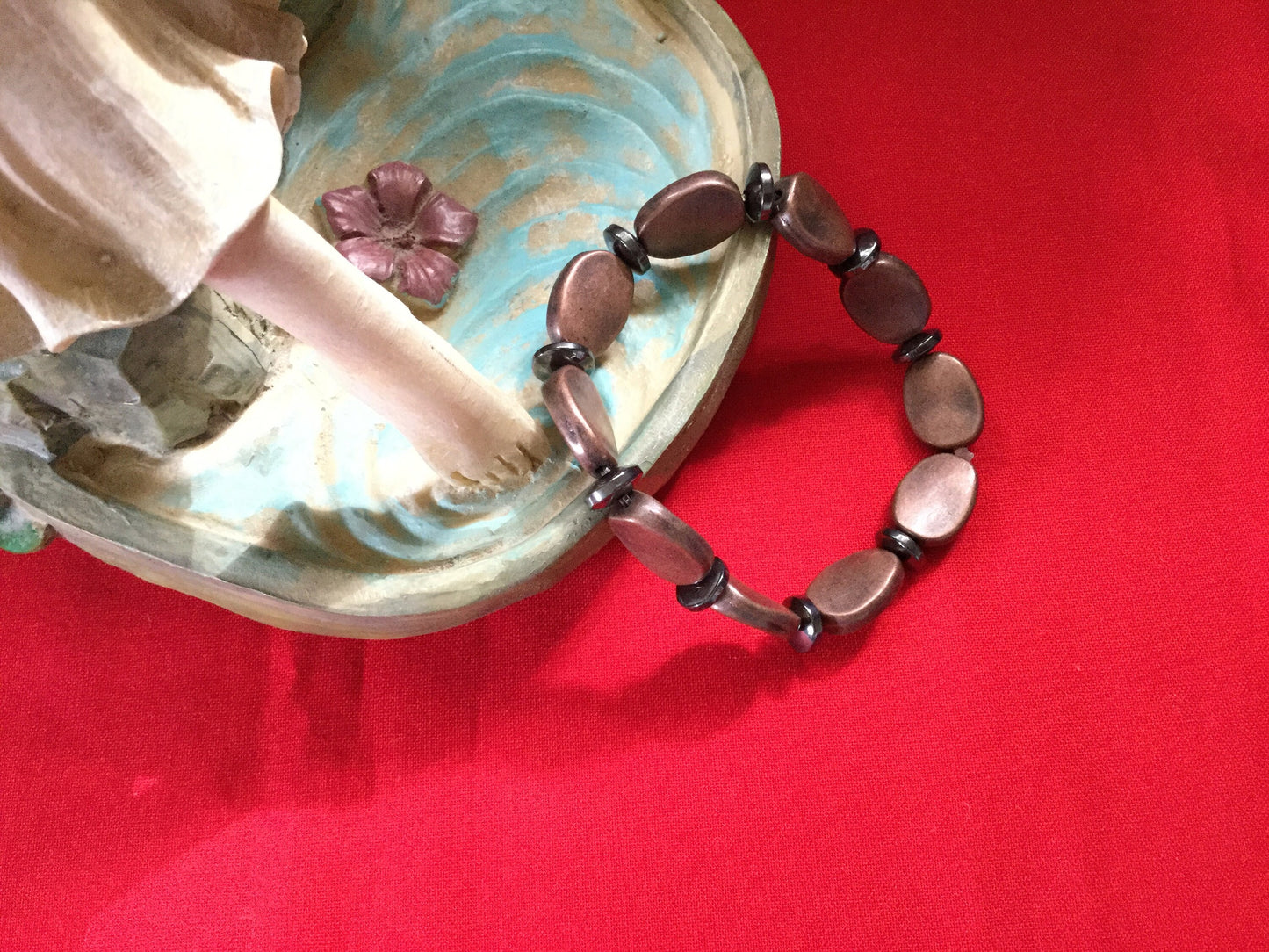 Copper Plated Oval Stones w/ Hematite, Healing Bracelet.