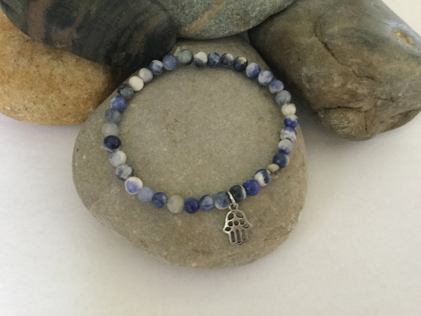 Sodalite w/Hamsa, Healing Bracelet.