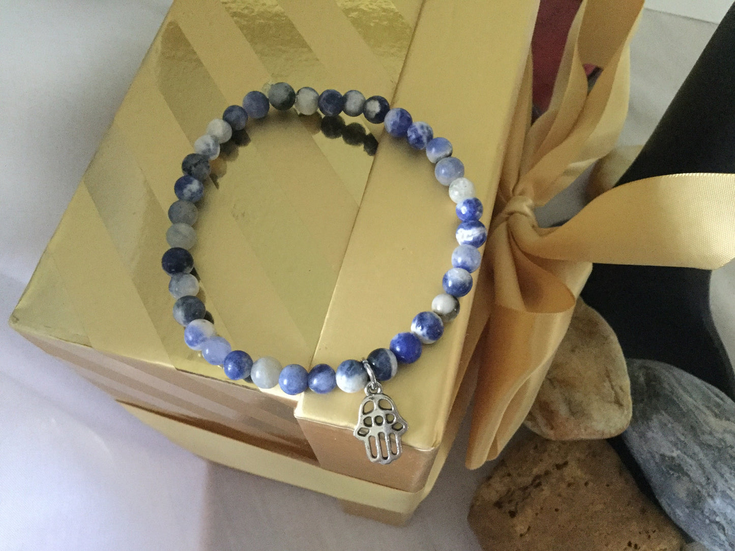 Sodalite w/Hamsa, Healing Bracelet.