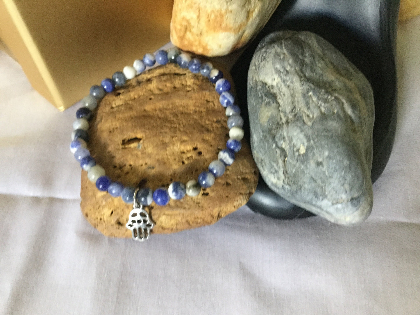 Sodalite w/Hamsa, Healing Bracelet.