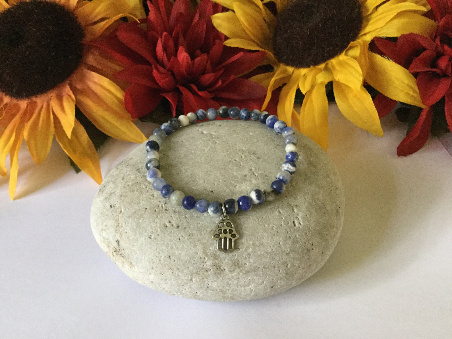 Sodalite w/Hamsa, Healing Bracelet.