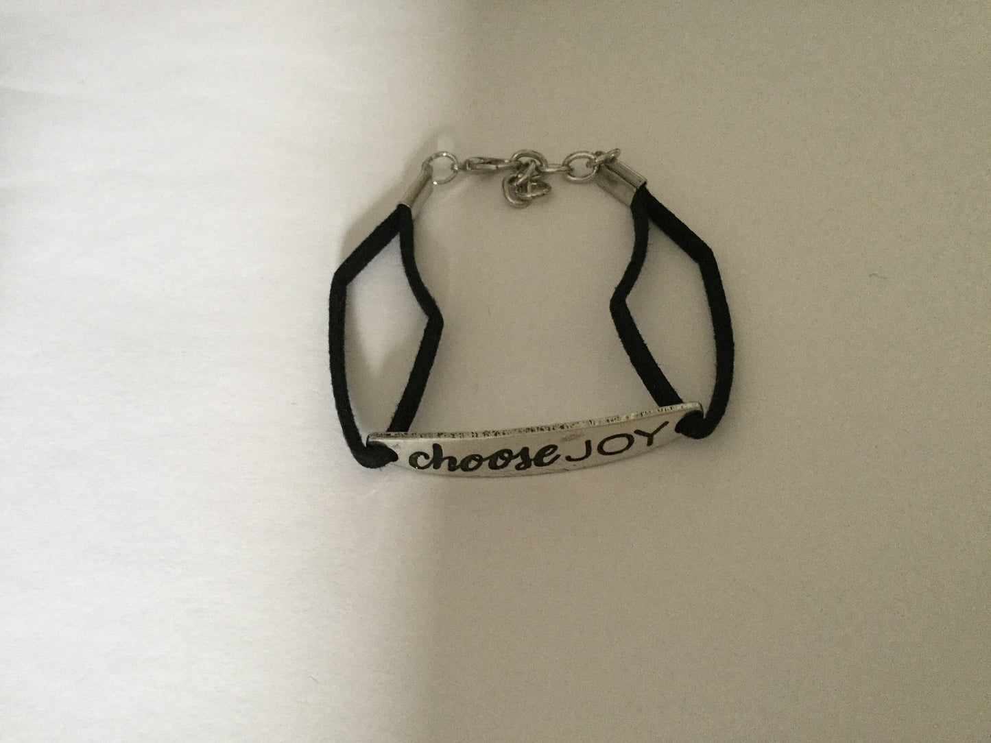 Choose Joy, Black Suede Metal Inspirational Quoted Bracelet.