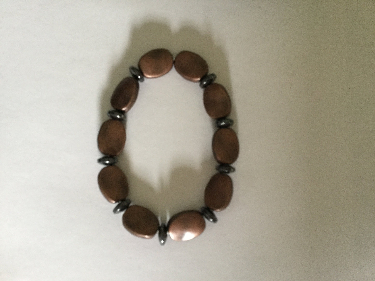 Copper Plated Oval Stones w/ Hematite, Healing Bracelet.