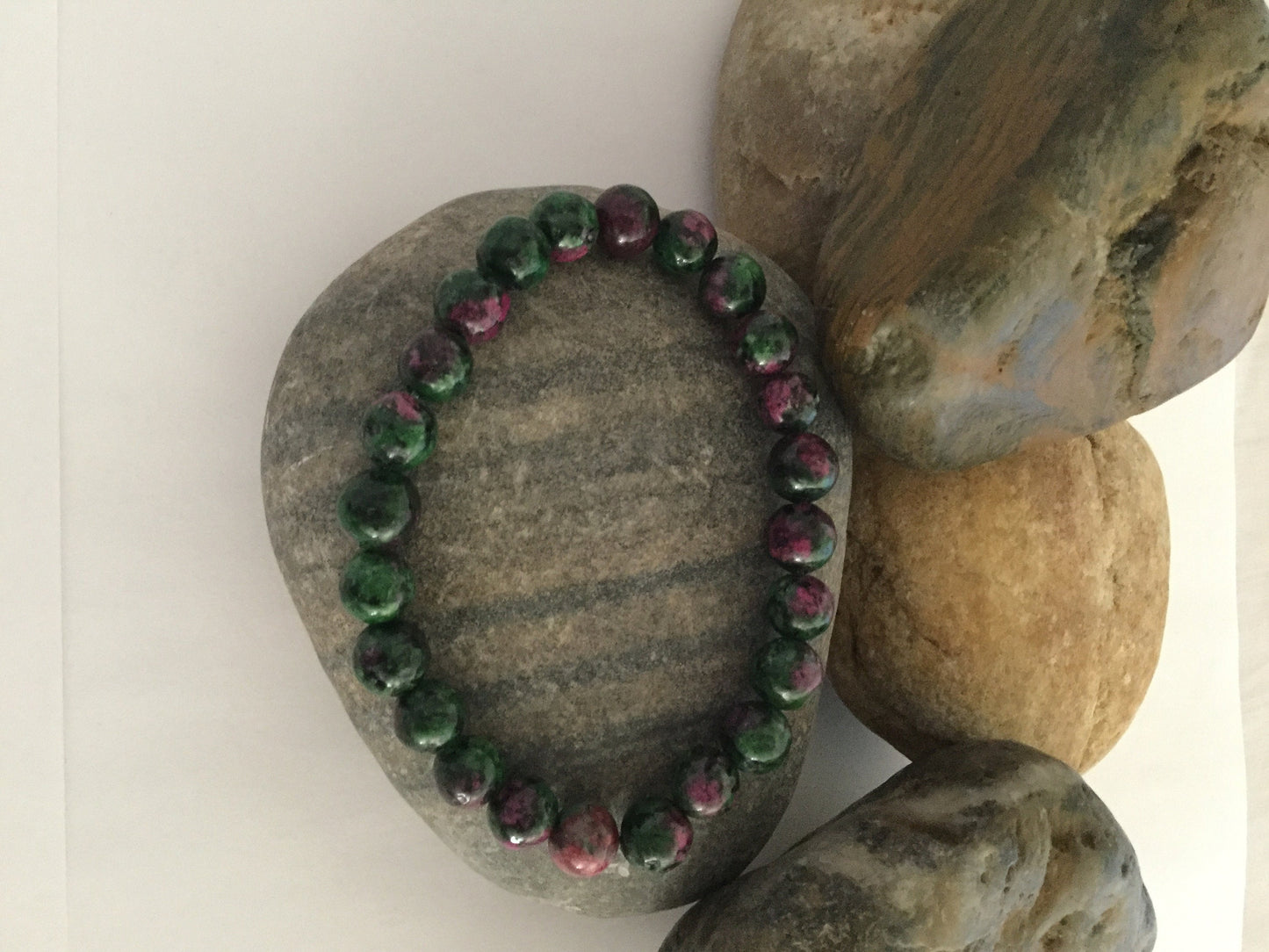 Jasper Stone, “Green & Rose” Healing Bracelet..