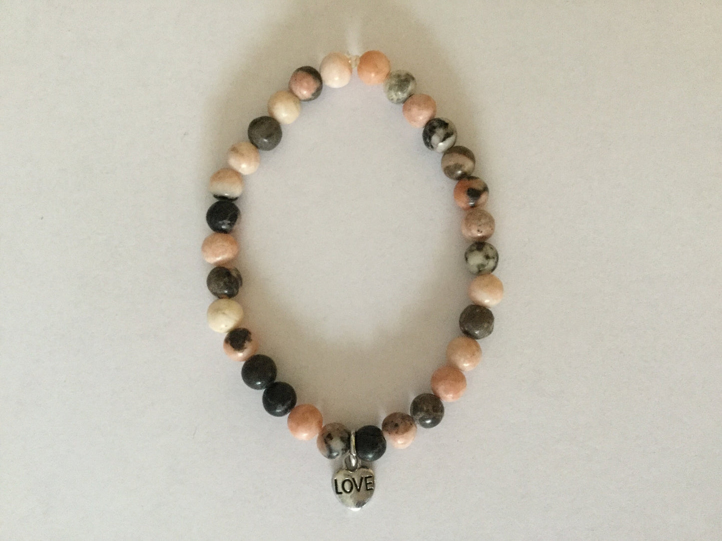 Jasper w/Love Charm, Healing Bracelet.