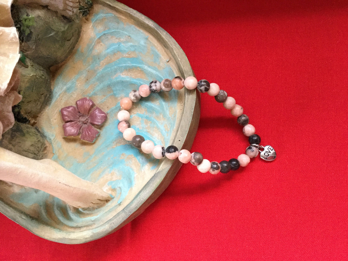 Jasper w/Love Charm, Healing Bracelet.