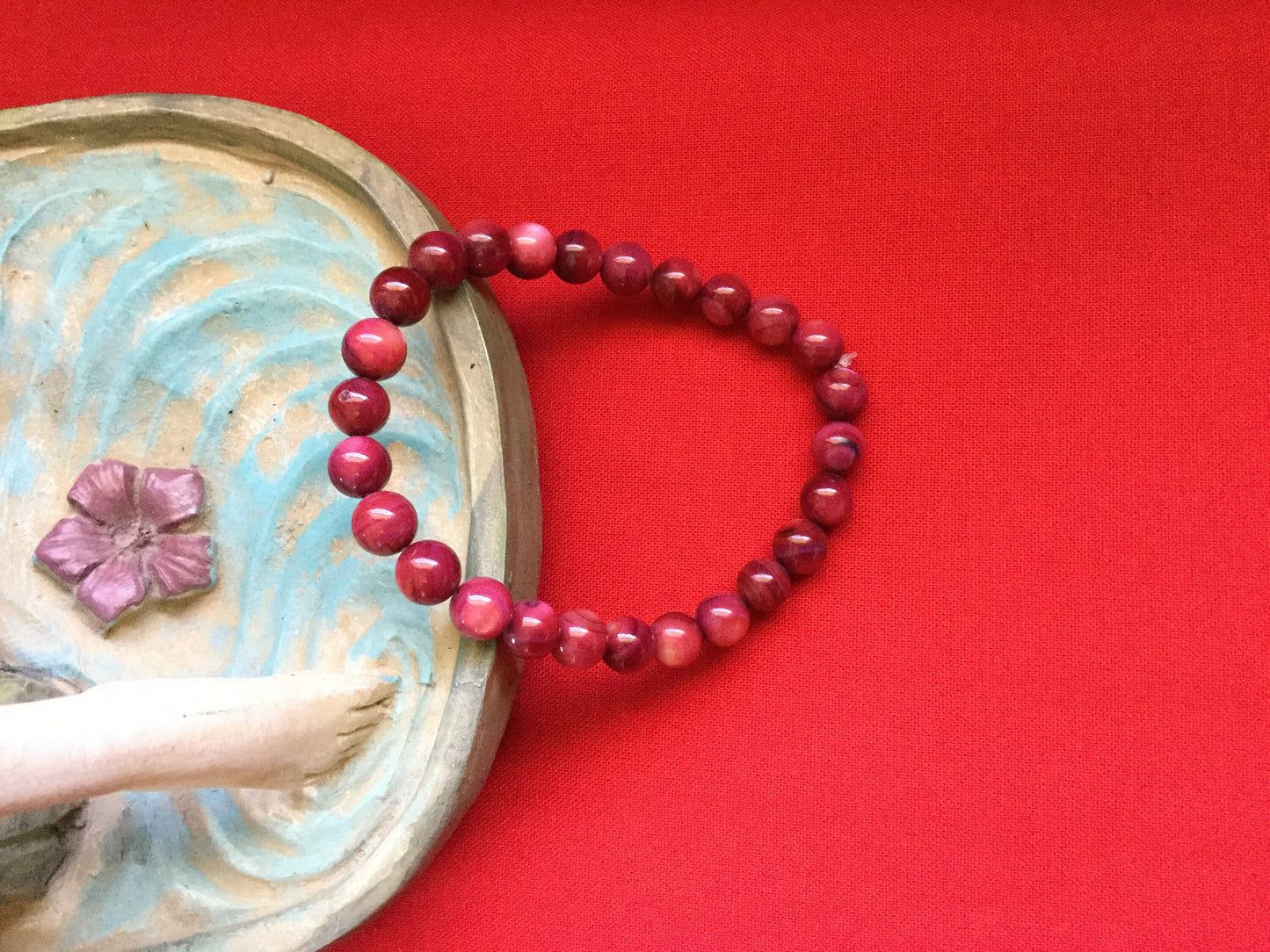 Shell, Purple Shell,  “Redish” Healing Bracelet.