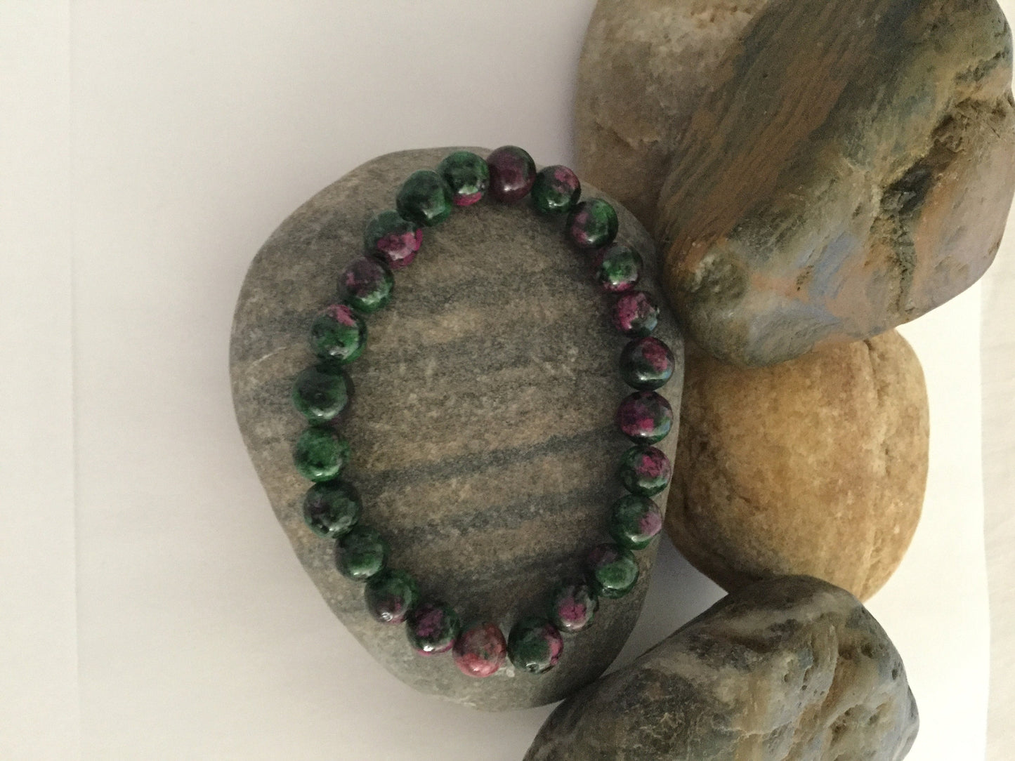 Jasper Stone, “Green & Rose” Healing Bracelet..