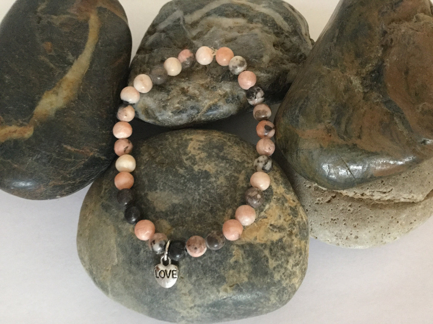 Jasper w/Love Charm, Healing Bracelet.