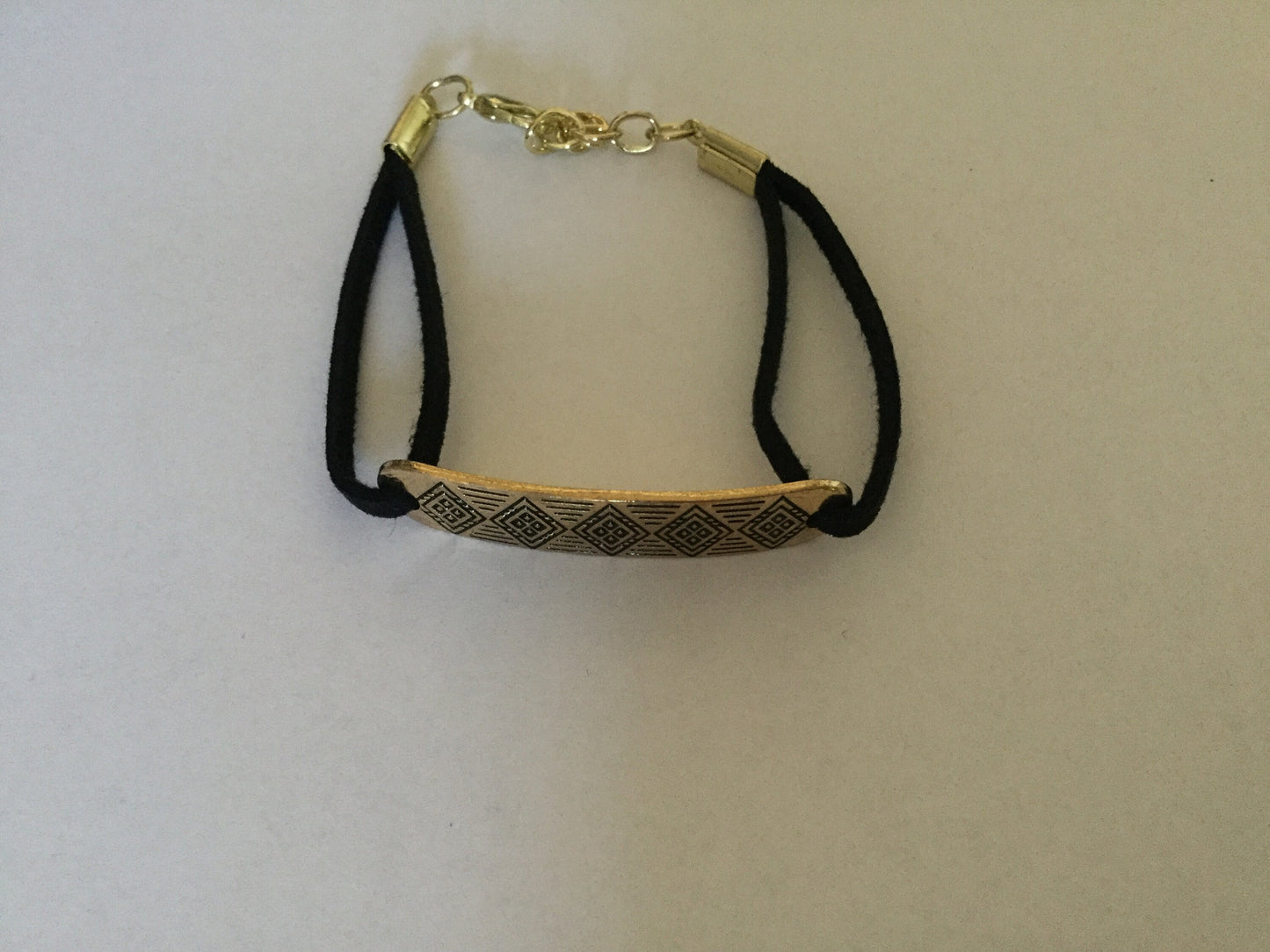 Rhombus Shapes, Gold Metal Inspirational Quoted Bracelet.