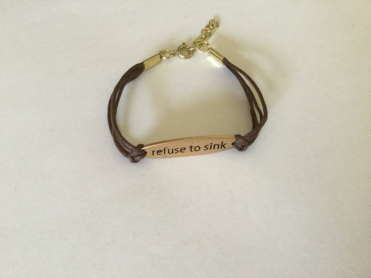 Refuse To Sink, Antique Metal Inspirational Quoted Bracelet.