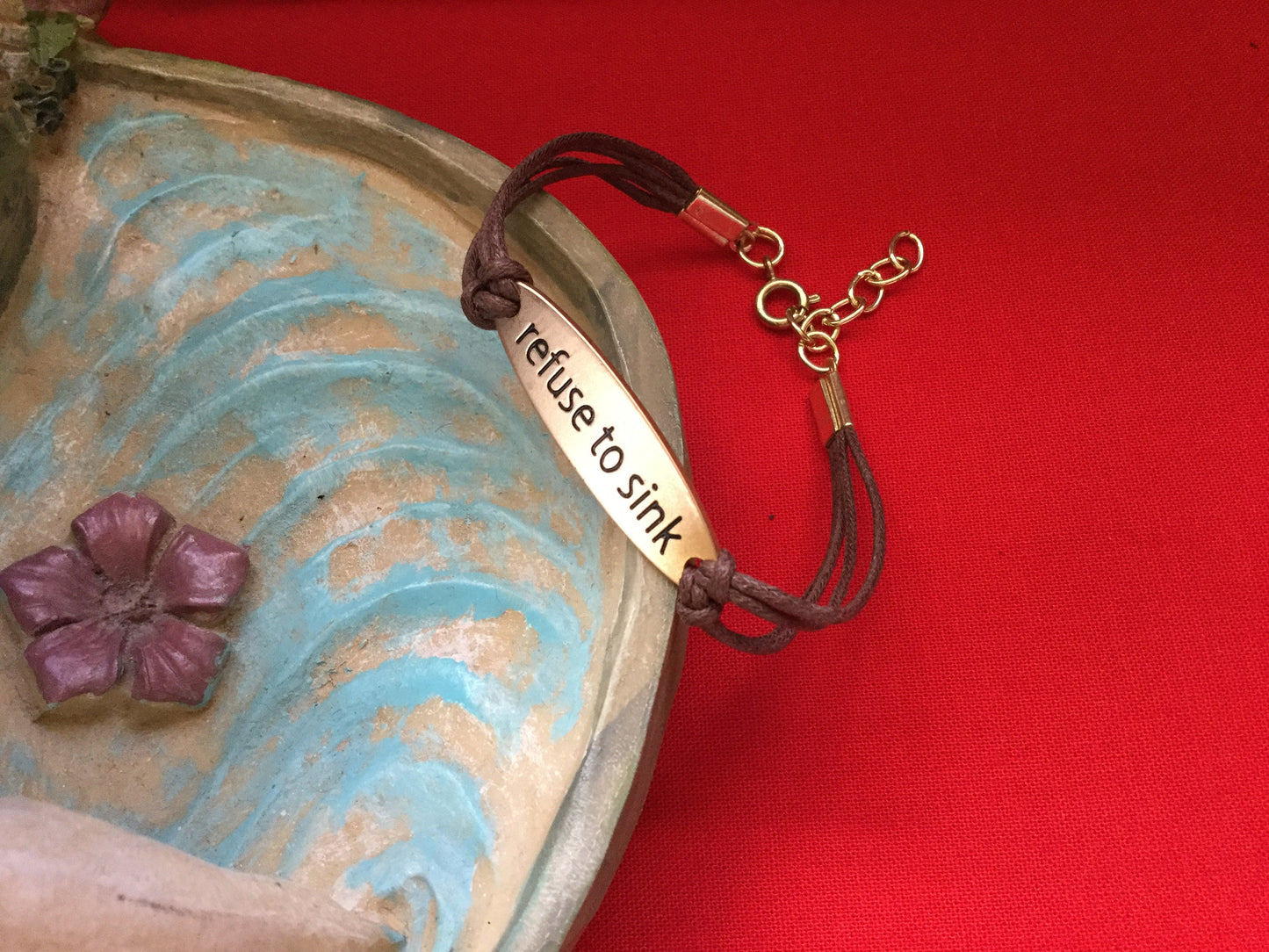 Refuse To Sink, Antique Metal Inspirational Quoted Bracelet.