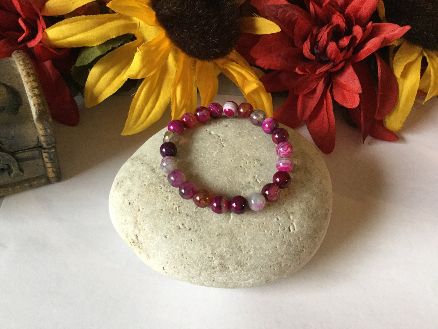 Agate, “Purple & Grey Stones”, Healing Bracelet.