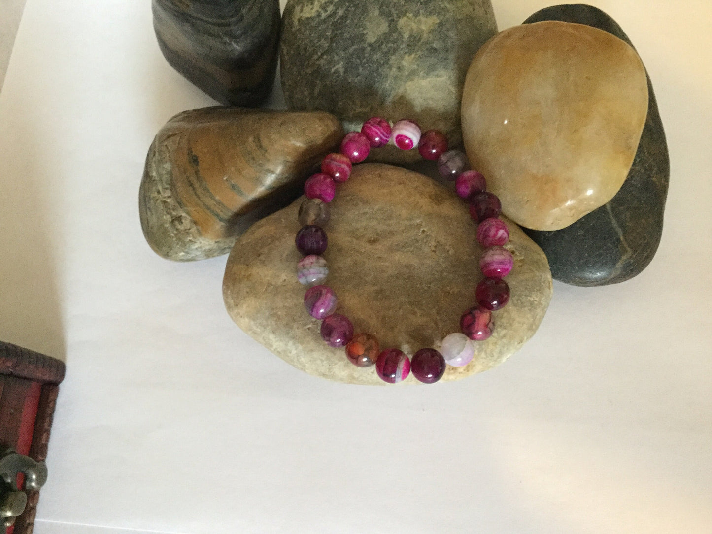 Agate, “Purple & Grey Stones”, Healing Bracelet.