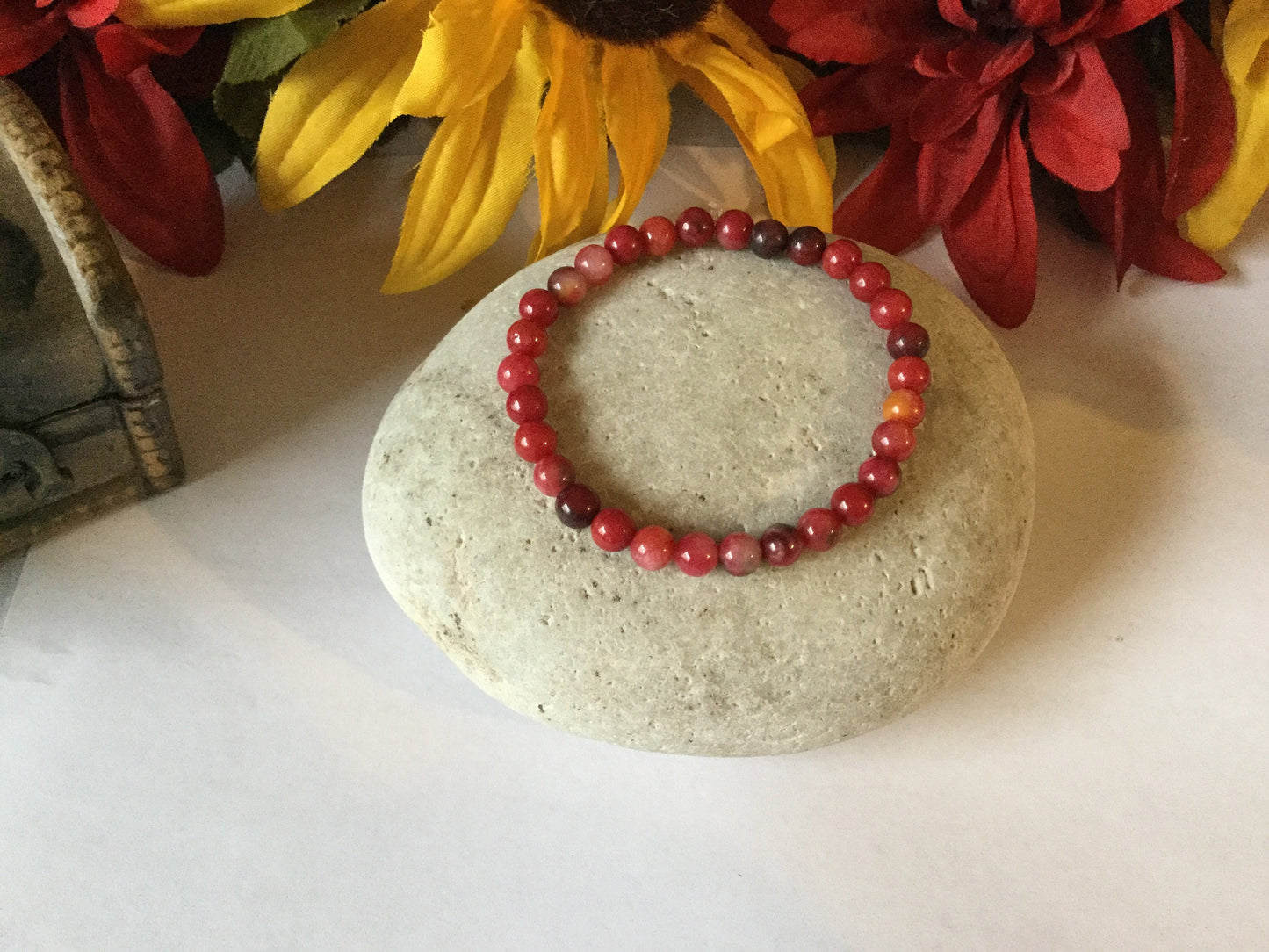 Jade  “Reddish”Stones, Healing Bracelet.