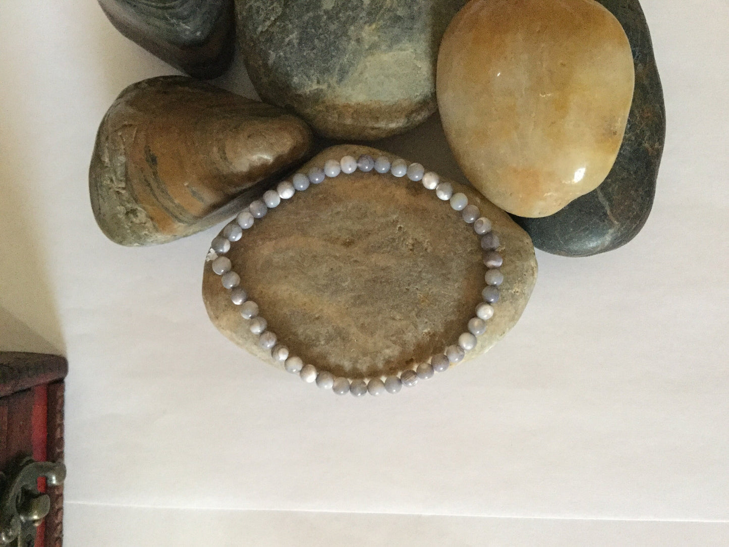 Mother Of Pearl, Light Grey Healing Bracelet.