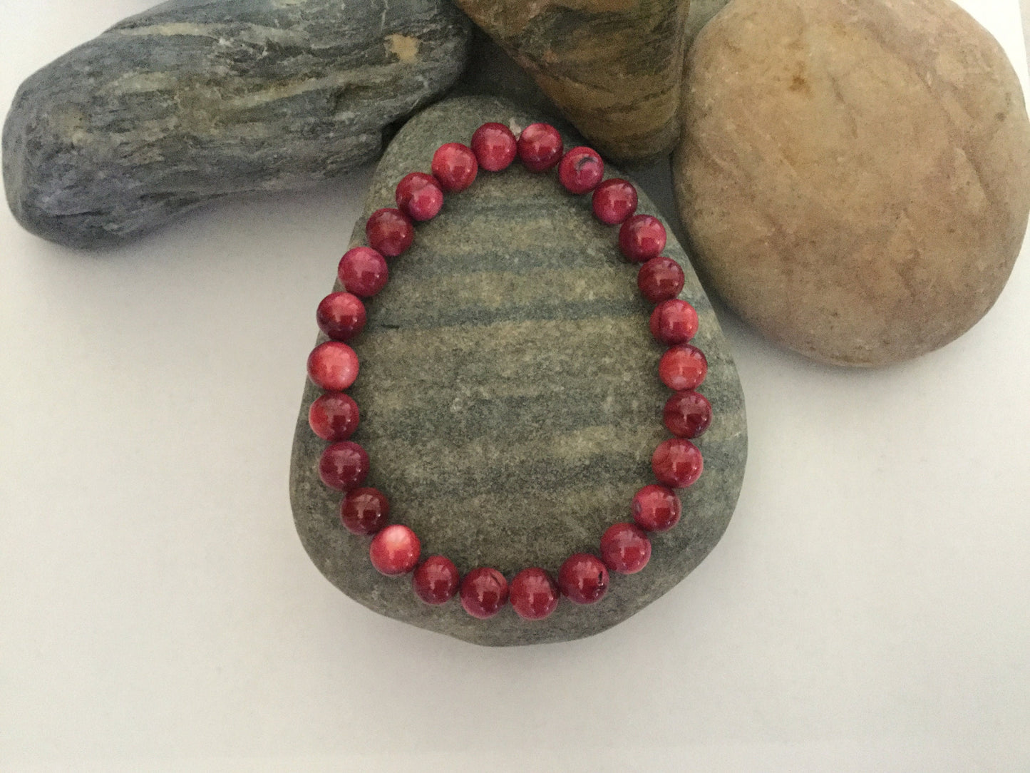 Shell, Purple Shell,  “Redish” Healing Bracelet.