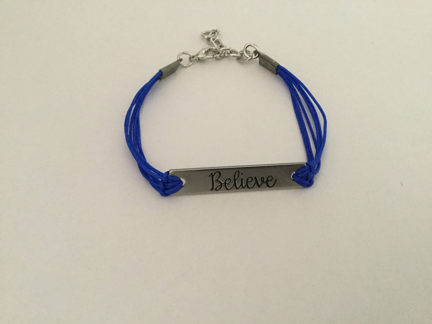 Believe, Silver Metal Inspirational Quoted Bracelet.