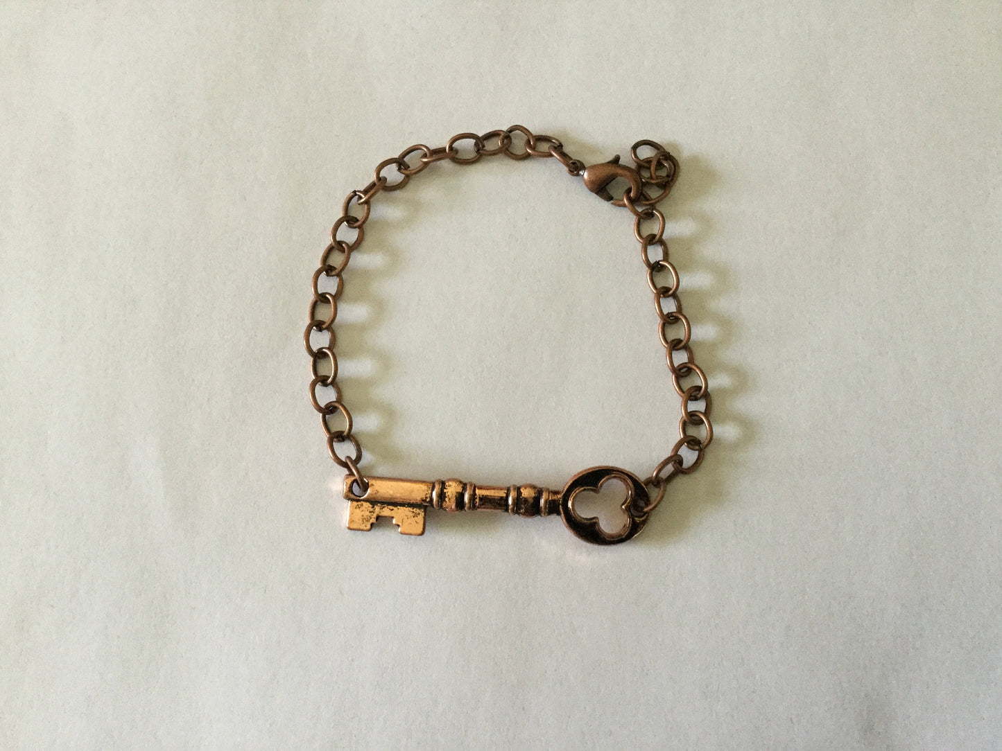 Key, Metallic Rose Gold Link, Inspirational Bracelet.