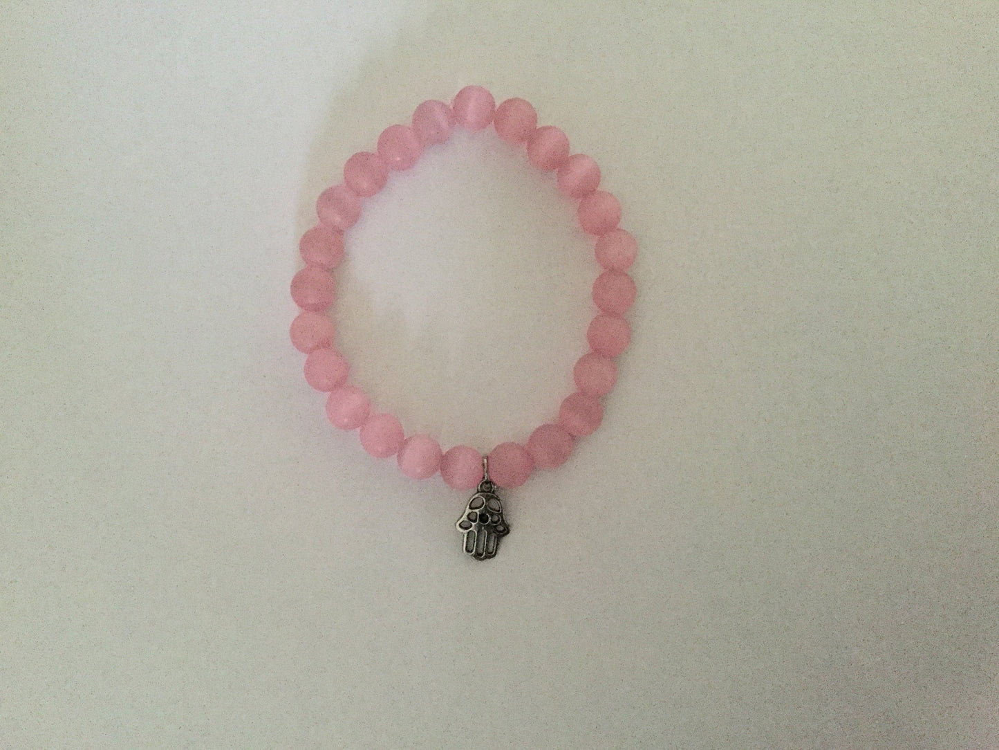 Pink Cats Eye, w/Hamsa Hand Healing Bracelet.