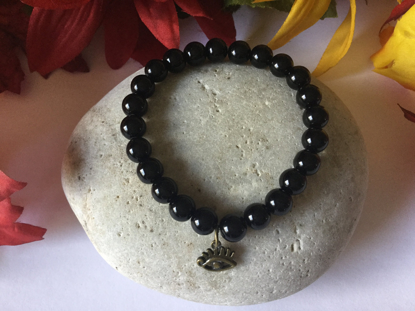 Jasper Black, w/Evil Eye, Healing Bracelet.