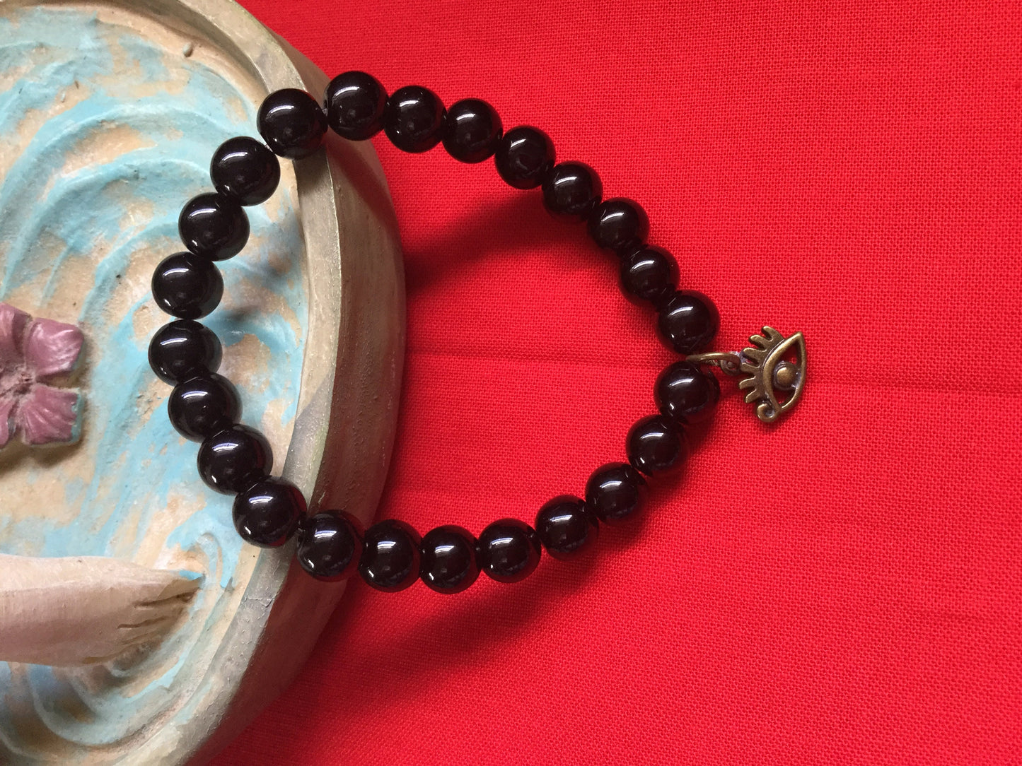 Jasper Black, w/Evil Eye, Healing Bracelet.