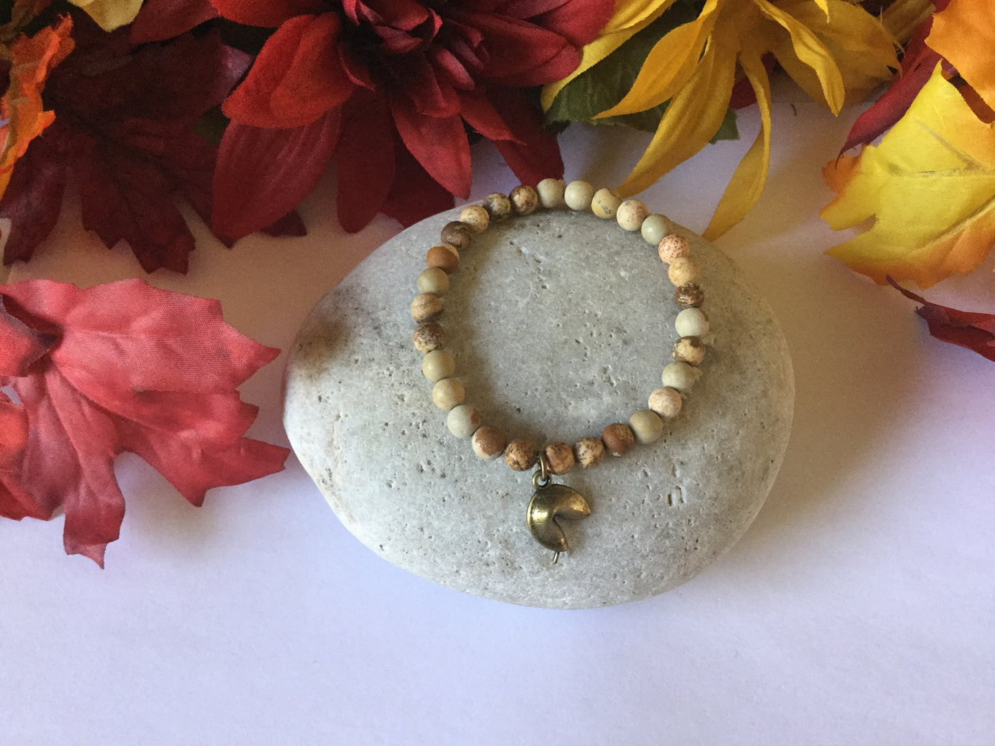 Jasper Beige w/Fortune Stone,2  Healing Bracelet.