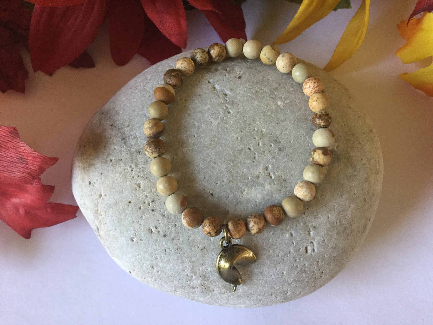 Jasper Beige w/Fortune Stone,2  Healing Bracelet.