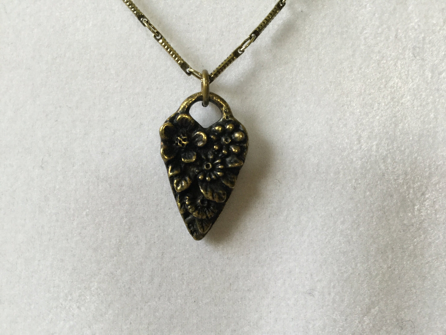 Fairy Heart, Antique Brass Necklace.