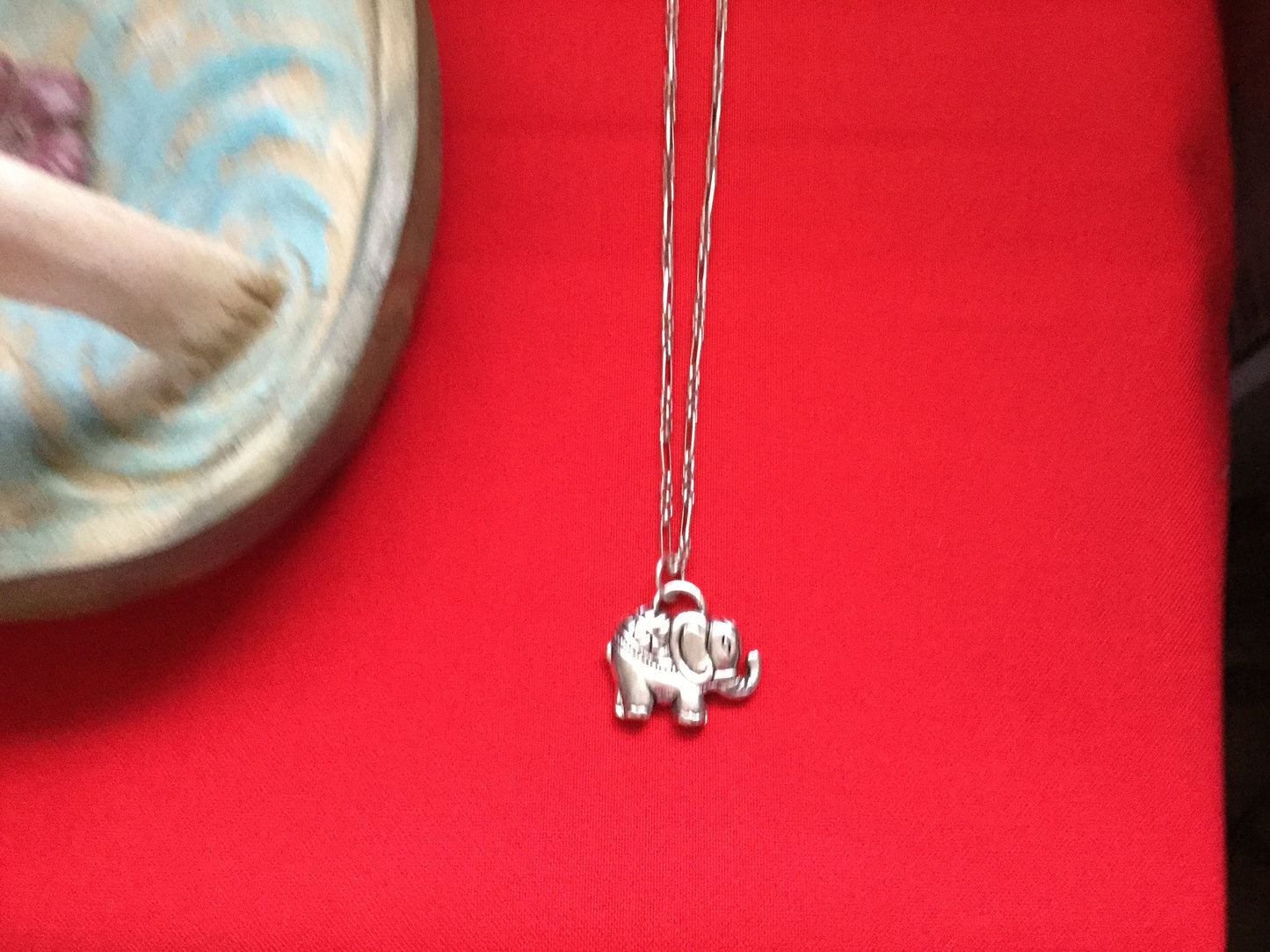 Elephant, Silver Metal Necklace.