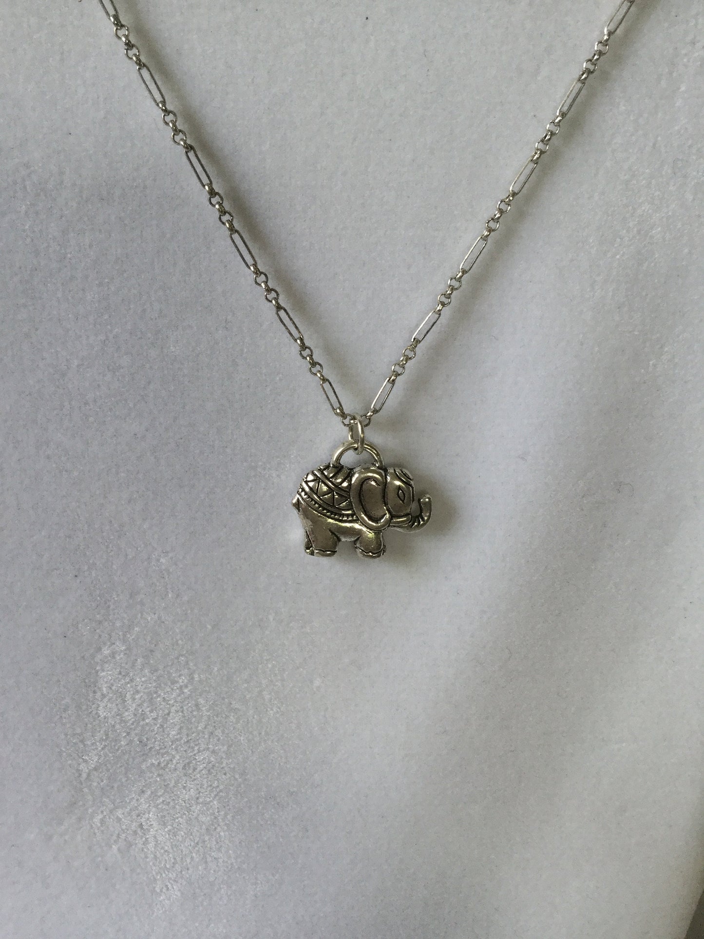 Elephant, Silver Metal Necklace.