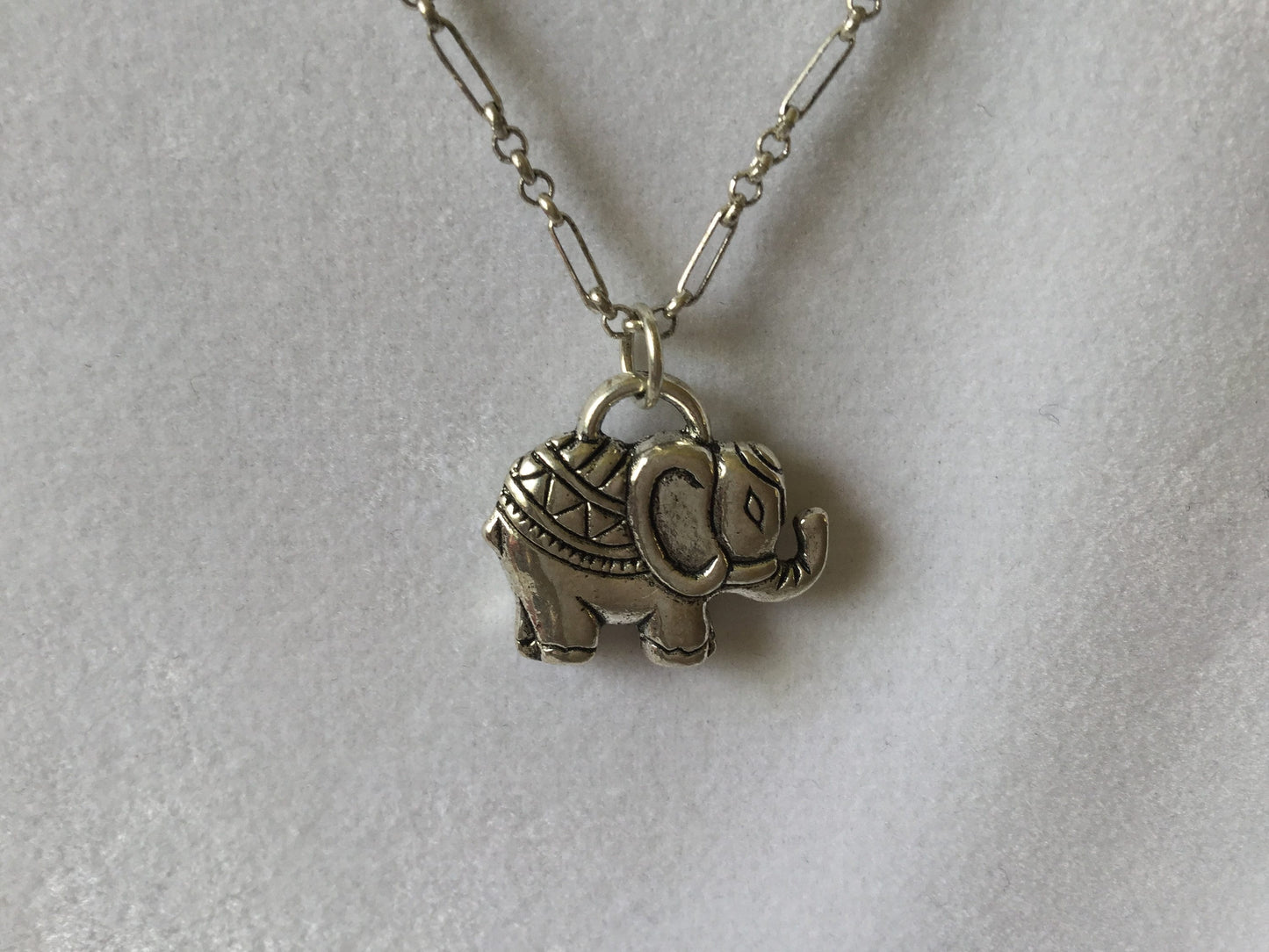 Elephant, Silver Metal Necklace.