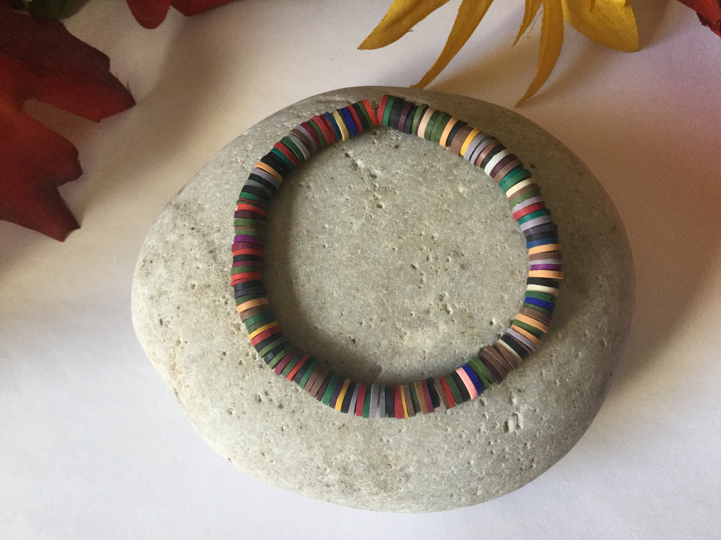 Clay, Dark Multi Colors,  Healing Bracelet.