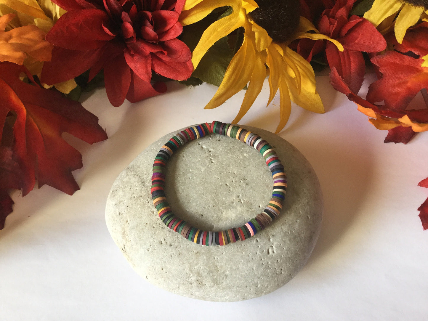 Clay, Dark Multi Colors,  Healing Bracelet.