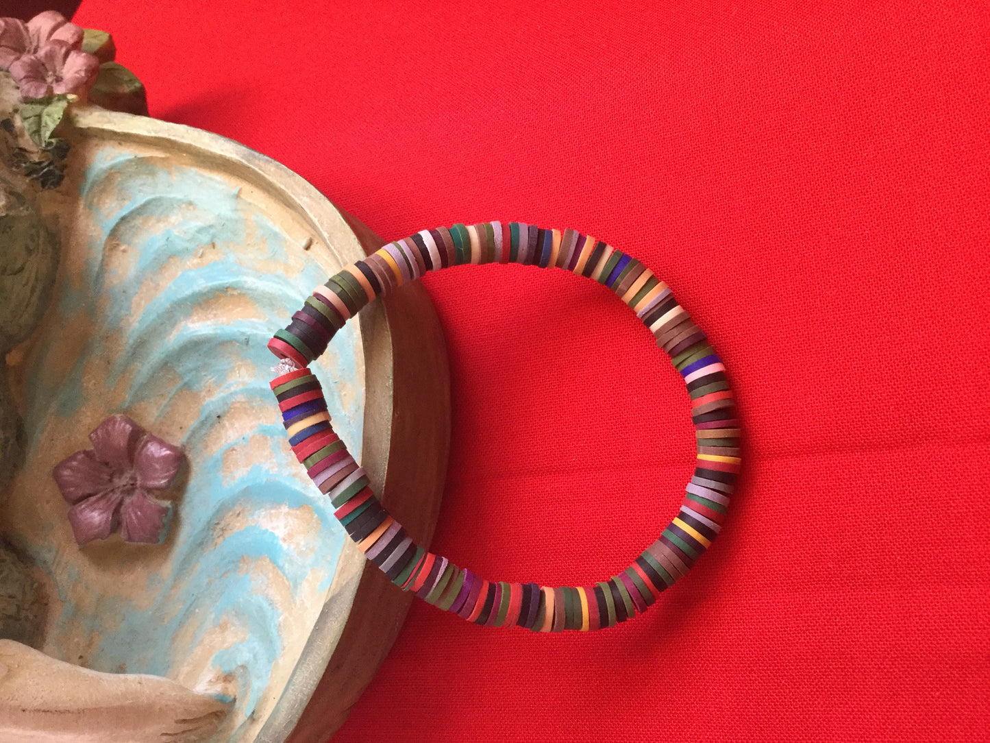 Clay, Dark Multi Colors,  Healing Bracelet.