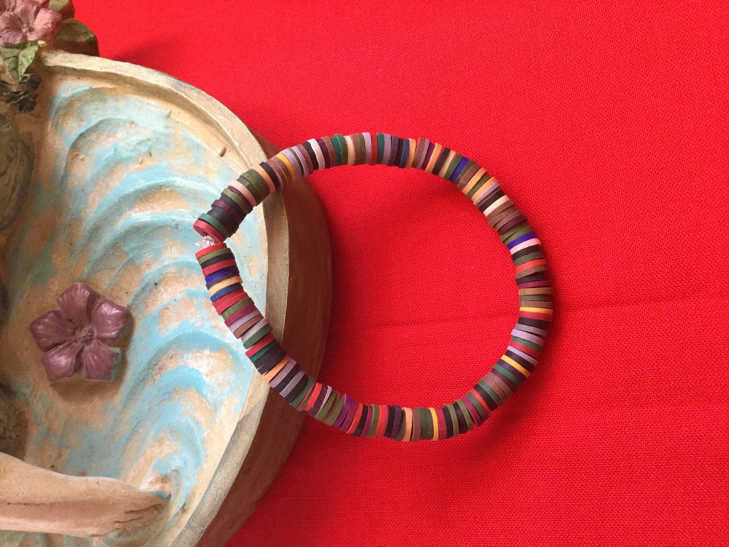 Clay, Dark Multi Colors,  Healing Bracelet.