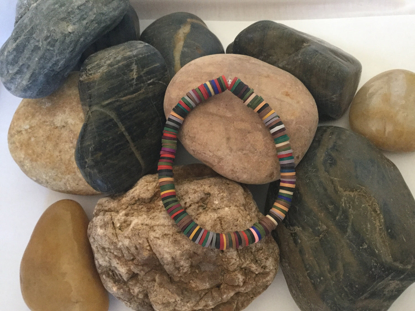 Clay, Dark Multi Colors,  Healing Bracelet.