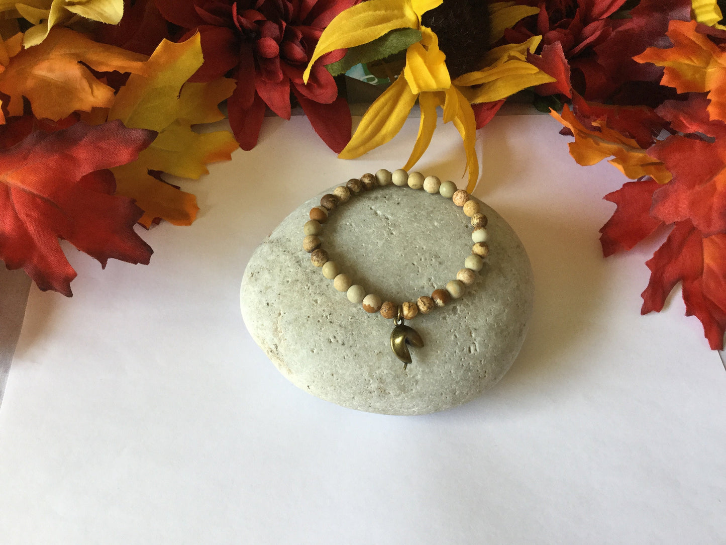 Jasper Beige w/Fortune Stone,2  Healing Bracelet.