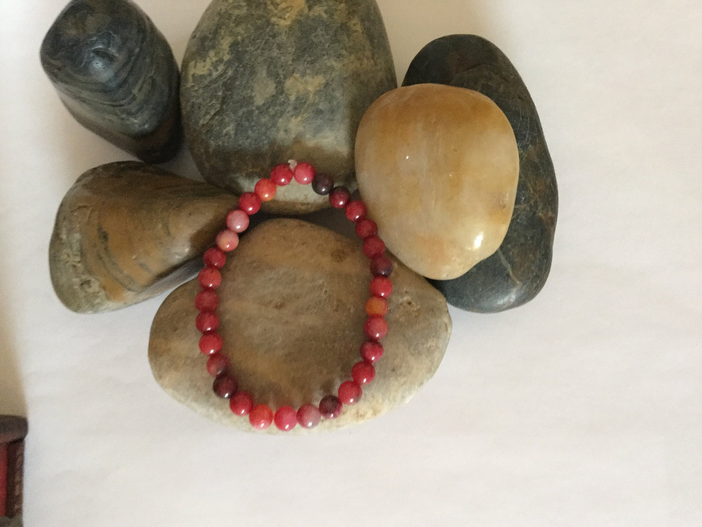 Jade  “Reddish”Stones, Healing Bracelet.