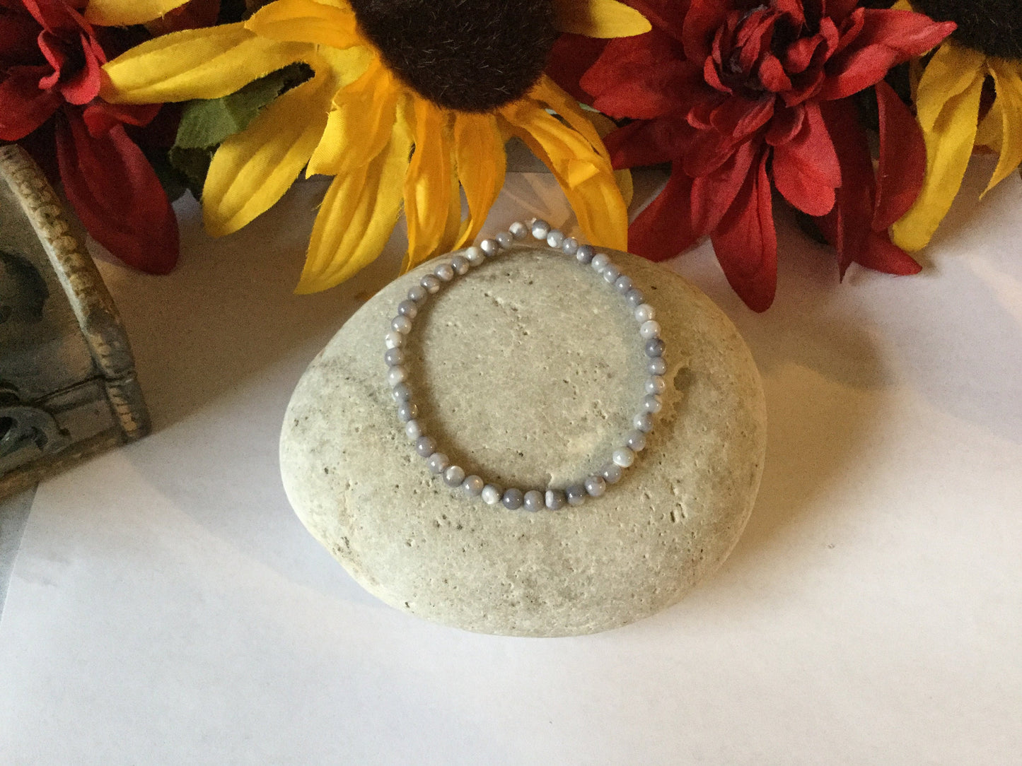 Mother Of Pearl, Light Grey Healing Bracelet.