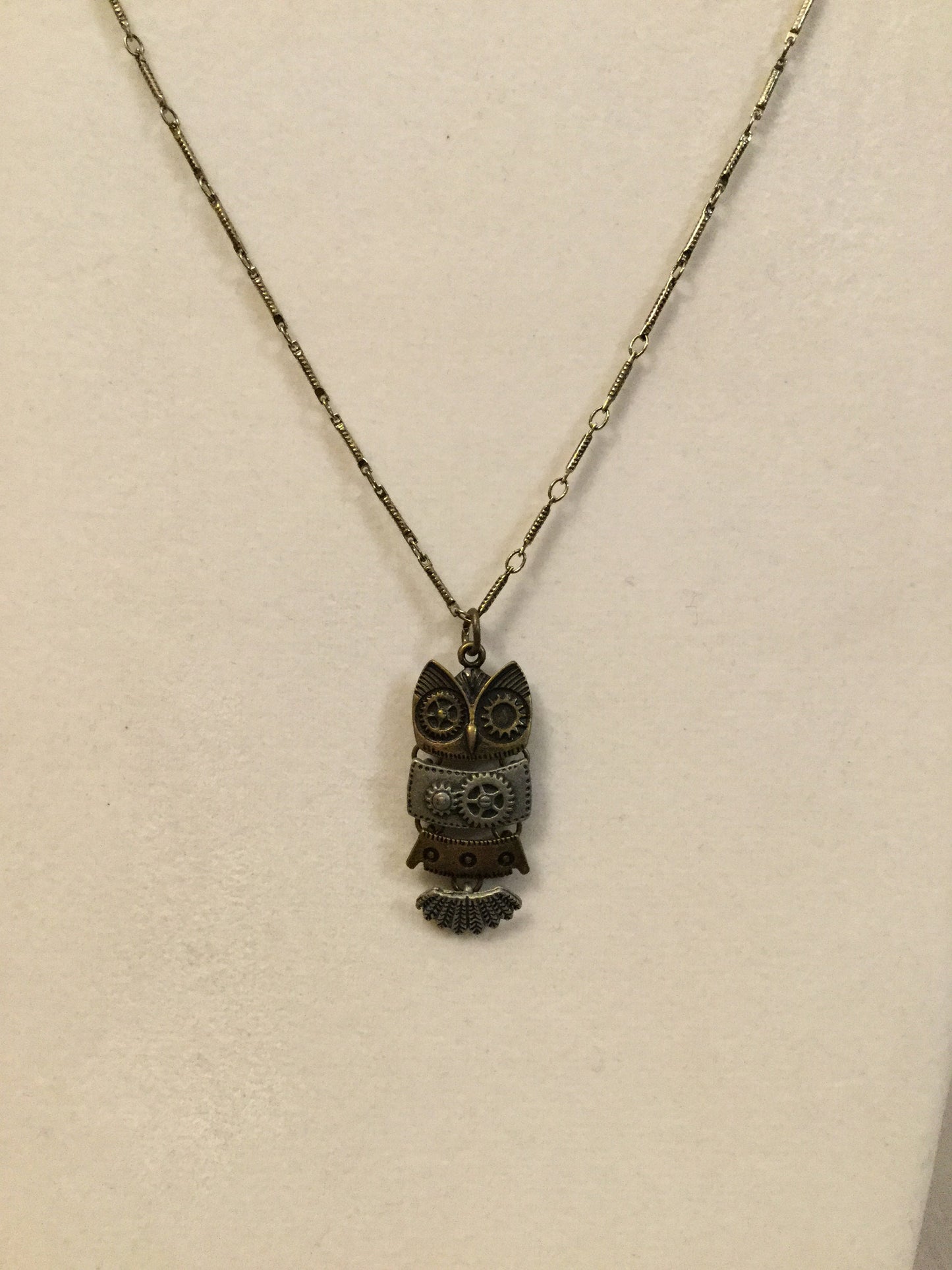 Owl, Antique Brass Necklace.